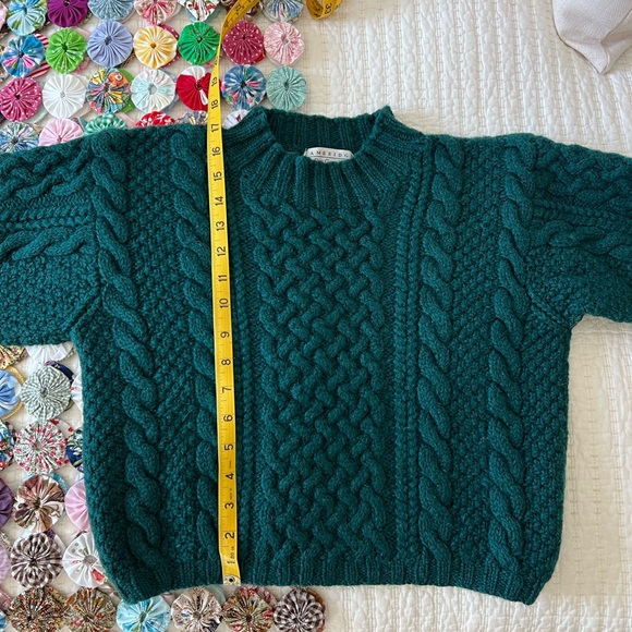 Vintage Wool Cable Knit Sweater Cambridge Dry Goods in Emerald Green Size Small - Picture 7 of 9